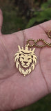 Stainless Steel Lion King Necklace Gold & Silver Plated adjustable Chain Q52R Crown Pendant Unisex