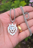 Stainless Steel Lion King Necklace Gold & Silver Plated adjustable Chain Q52R Crown Pendant Unisex