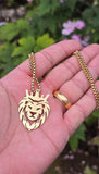 Stainless Steel Lion King Necklace Gold & Silver Plated adjustable Chain Q52R Crown Pendant Unisex