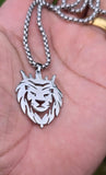 Stainless Steel Lion King Necklace Gold & Silver Plated adjustable Chain Q52R Crown Pendant Unisex