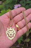 Stainless Steel Lion King Necklace Gold & Silver Plated adjustable Chain Q52R Crown Pendant Unisex