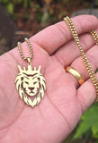 Stainless Steel Lion King Necklace Gold & Silver Plated adjustable Chain Q52R Crown Pendant Unisex