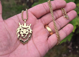 Stainless Steel Lion King Necklace Gold & Silver Plated adjustable Chain Q52R Crown Pendant Unisex