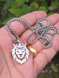 Stainless Steel Lion King Necklace Gold & Silver Plated adjustable Chain Q52R Crown Pendant Unisex