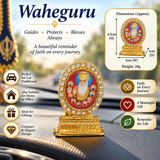 Sikh Dashboard Stand Gold Plated Gems Sikh Gurus Baba Deep Singh Ji Car Display UU4R
