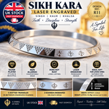 Silver Plated Kara Khanda Sikh Bangle Dotted Triangle Engraved Khalsa Kada R11 Unisex New Design