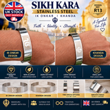 Adjustable Sikh Kara Stainless Steel Khanda Ik Onkar Engraved Kada R13 Bangle Unisex