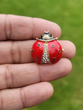 Ladybird Beetle Brooch Gold Plated Rhinestone Vintage Look Bug Pin Queen Broach K21 Unisex design