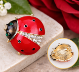 Ladybird Beetle Brooch Gold Plated Rhinestone Vintage Look Bug Pin Queen Broach K21 Unisex design