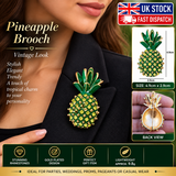 Pineapple Brooch Gold Plated Green Enamel Rhinestone Vintage Look Celebrity Pin K22 Unisex broach