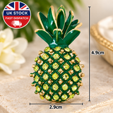 Pineapple Brooch Gold Plated Green Enamel Rhinestone Vintage Look Celebrity Pin K22 Unisex broach