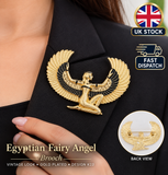 Egyptian Fairy Angel Brooch Gold Plated Vintage Look Royal Pin K23 Egypt Broach Unisex design