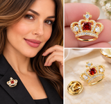Crown pin brooch vintage look gold plated retro queen jubilee celebrity broach K