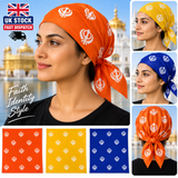 Sikh Khalsa Khanda Rumal Bandana 100% Cotton Head Cover Orange Yellow Blue Hanky