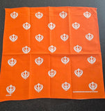 Sikh Khalsa Khanda Rumal Bandana 100% Cotton Head Cover Orange Yellow Blue Hanky