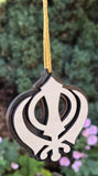 Wooden Khanda Car Hanger Punjabi Sikh kaur Evil Eye Protection Mirror Pendant Nazar Shield