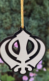 Wooden Khanda Car Hanger Punjabi Sikh kaur Evil Eye Protection Mirror Pendant Nazar Shield