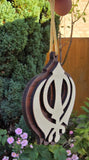 Wooden Khanda Car Hanger Punjabi Sikh kaur Evil Eye Protection Mirror Pendant Nazar Shield