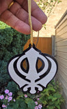 Wooden Khanda Car Hanger Punjabi Sikh kaur Evil Eye Protection Mirror Pendant Nazar Shield
