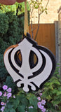 Wooden Khanda Car Hanger Punjabi Sikh kaur Evil Eye Protection Mirror Pendant Nazar Shield