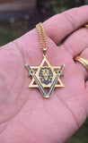 Star of David Lion Sword Pendant Necklace Stainless Steel Nazar Protection Gift Talisman Amulet