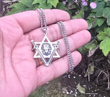 Star of David Lion Sword Pendant Necklace Stainless Steel Nazar Protection Gift Talisman Amulet