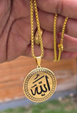 Big Allah Pendant Necklace Gold Plated Stainless Steel Islamic Muslim Gift New