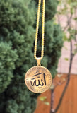 Big Allah Pendant Necklace Gold Plated Stainless Steel Islamic Muslim Gift New