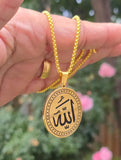 Big Allah Pendant Necklace Gold Plated Stainless Steel Islamic Muslim Gift New