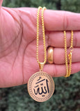 Big Allah Pendant Necklace Gold Plated Stainless Steel Islamic Muslim Gift New