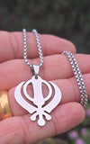 Sikh Khanda Pendant Necklace Stainless Steel Singh Kaur Punjabi Gift Unisex New