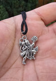 Hanuman Ji Pendant Stainless Steel Bajrang Bali Nazar Protection Q33H UK Small Gold or Silver colour Black Dori