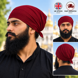 Sikh Punjabi Rumal Maroon Red Plain Bandana Singh Kaur Head Wrap Khalsa Gear WWm Unisex Cotton Head Cover