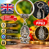 Hindu Lord Ganesh Key Ring Evil Eye Nazar Shield Punjabi Key Chain Hinduism PP63