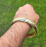 Punjab Kara Sikh Kada – Black & Gold Plated Khanda Panjab Lion Tiger Baaz Bangle Punjabi Bracelet