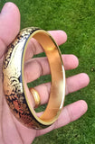 Punjab Kara Sikh Kada – Black & Gold Plated Khanda Panjab Lion Tiger Baaz Bangle Punjabi Bracelet