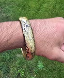 Punjab Kara Sikh Kada – Black & Gold Plated Khanda Panjab Lion Tiger Baaz Bangle Punjabi Bracelet