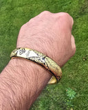 Punjab Kara Sikh Kada – Black & Gold Plated Khanda Panjab Lion Tiger Baaz Bangle Punjabi Bracelet