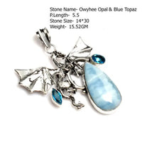 Genuine Labradorite Turquoise Agate Jasper Pendant