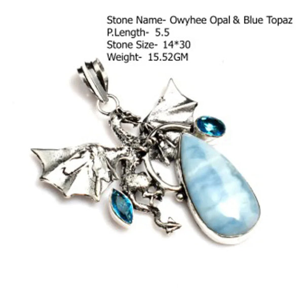 Genuine Labradorite Turquoise Agate Jasper Pendant