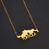Anniyo British Virgin Islands Tortola BVI Map Pendant Chain Necklaces for Women Girls Stainless Steel Jewelry #306001