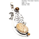 Genuine Labradorite  Ruby Turquoise Sapphire Jasper Agate Tiger Eye Ruby Zoisite  Pendant   Sillver Overlay Copper