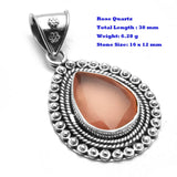 Genuine Larimar Citrine Ruby Emerald Seraphinite Turquoise Labradorite Agate  Pendant 925 Sterling Silver