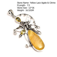 Genuine Labradorite Jasper Agate Turquoise  Pendant
