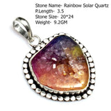 Genuine Emerald Labradorite Rose Quartz Turquoise Tiger Eye Jasper Agate Pendant Silvers Overlay over Copper