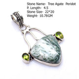 Genuine Sapphire Turquoise Emerald Agate Labradorite Jasper  Pendant
