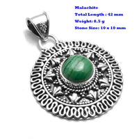 Genuine Larimar Citrine Ruby Emerald Seraphinite Turquoise Labradorite Agate  Pendant 925 Sterling Silver