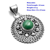 Genuine Larimar Citrine Ruby Emerald Seraphinite Turquoise Labradorite Agate  Pendant 925 Sterling Silver