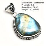 Genuine Turquoise Labradorite   Pendant
