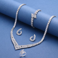 2025 New Wedding Jewelry Set for Women Saudi Arabia 4 Pieces Zirconia Bridal Jewellery Collection Necklace Set